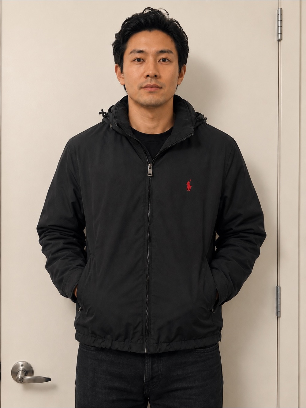 Polo Ralph Lauren Black Hooded Jacket – Size Medium